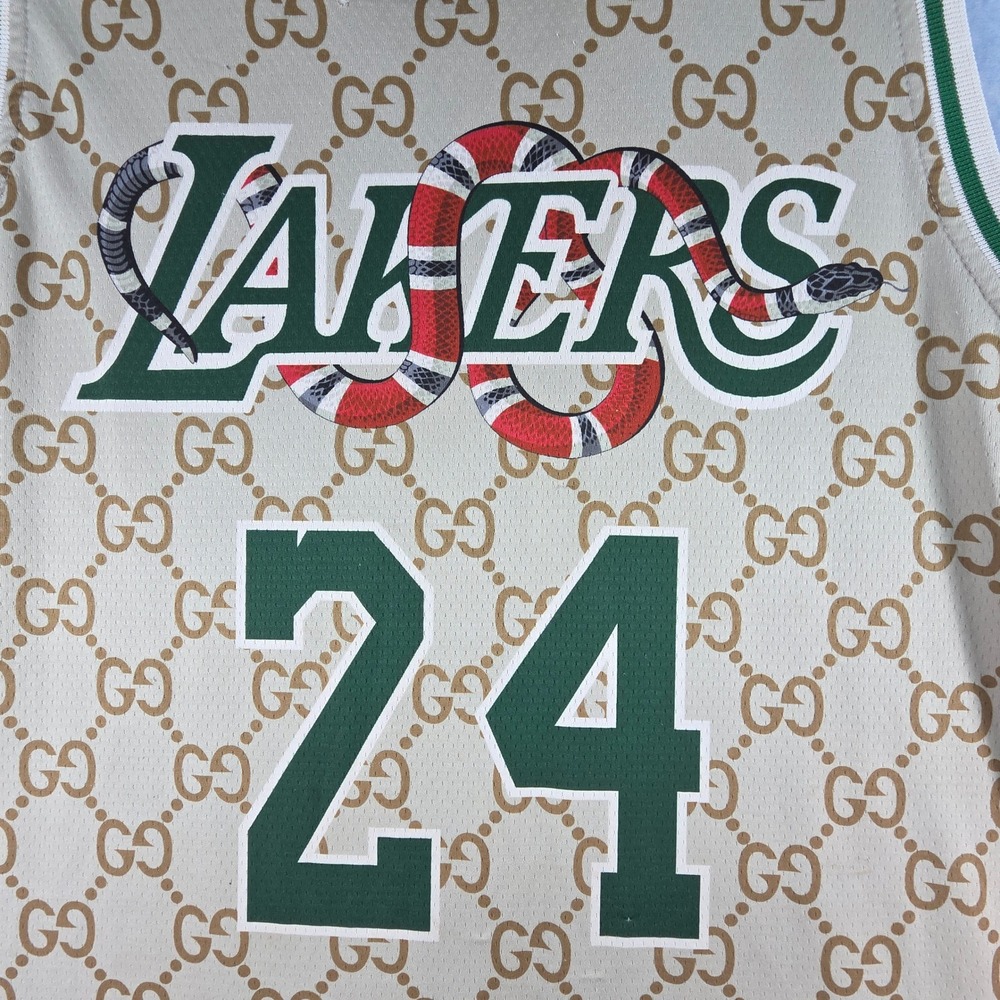 Mitchell & Ness Lakers Kobe Bryant 24 Kingsnake Custom Jersey Tan XL - Picture 4 of 11